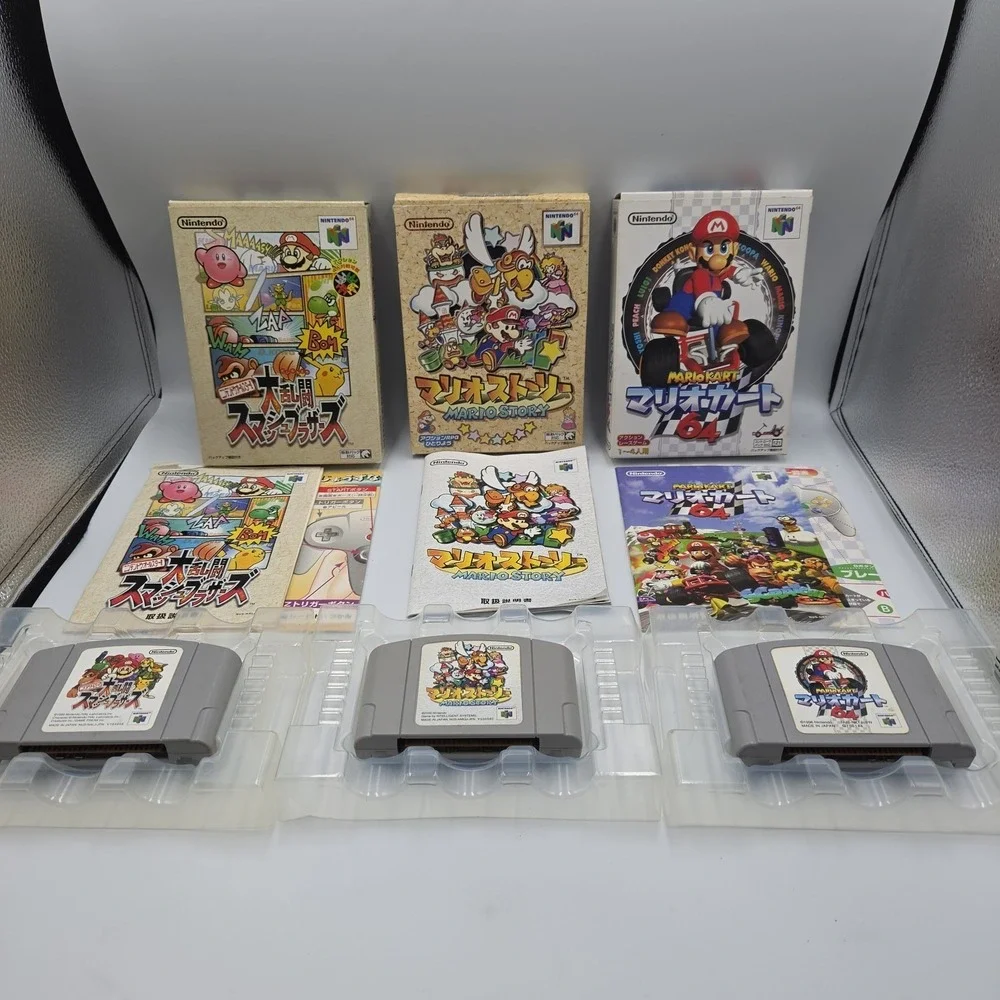 Nintendo 64 CIB Lot Japan Import Mario Kart 64 Smash Bros Paper Mario